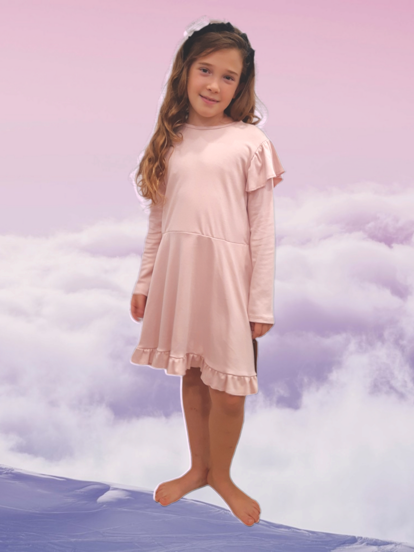 Vestido infantil rosa/ Diseño sostenible y ecológico/ Moda infantil